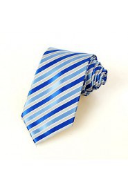 Men's Luxury Striped Royal Blue Microfiber Tie Necktie For Wedding Holiday With Gift Box