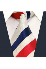 Men's Necktie Tie White Stripes 100% Silk Casual Dress