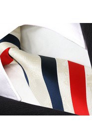 Men's Necktie Tie White Stripes 100% Silk Casual Dress