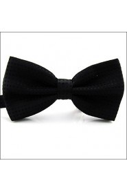 Men's Solid Black Dots Bow Tie Pre-tied Dress Wedding Blend Ajustable SilkBlend Wedding