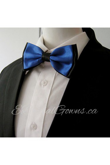 Men's Black Navy Solid Pre-tied Ajustable SilkBlend Wedding Dress Fashion SilkBlend Bow Tie