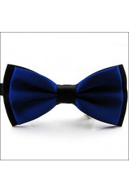 Men's Black Navy Solid Pre-tied Ajustable SilkBlend Wedding Dress Fashion SilkBlend Bow Tie