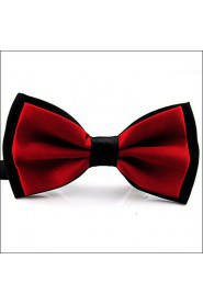 Men's Casual Plain Red Pre-tied Ajustable Wedding Silk Blend Bow Tie