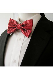 Men's Red White Dots Bow Tie Pre-tied Dress Wedding Blend Ajustable SilkBlend Wedding