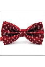 Men's Red White Dots Bow Tie Pre-tied Dress Wedding Blend Ajustable SilkBlend Wedding