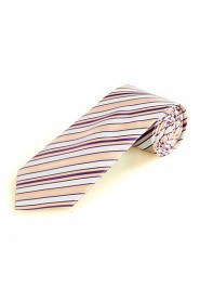 Men's Purple Yellow Striped Microfiber Tie Necktie For Wedding Party Holiday With Gift Box