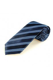 Men's Classic Striped Dard Light Blue Microfiber Tie Necktie For Wedding Holiday With Gift Box