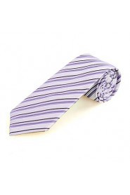 Men's Striped Black Violet Microfiber Tie Necktie For Wedding Party Holiday With Gift Box