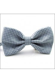 Men's Gray White Dots Pre-tied Ajustable SilkBlend Wedding Dress SilkBlend Bow Tie