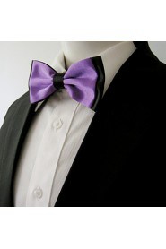 Men's Purple Black Solid Pre-tied Ajustable SilkBlend Wedding Dress Fashion SilkBlend Bow Tie