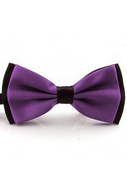 Men's Purple Black Solid Pre-tied Ajustable SilkBlend Wedding Dress Fashion SilkBlend Bow Tie