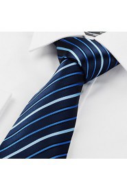 Men's Classic Striped Black Blue Microfiber Tie Necktie For Formal Business With Gift Box