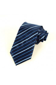 Men's Classic Striped Black Blue Microfiber Tie Necktie For Formal Business With Gift Box