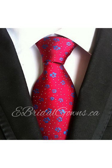 Men Wedding Cocktail Necktie At Work Red Blue Flower Tie