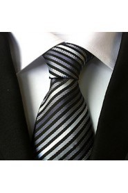 Men Wedding Cocktail Necktie At Work Black White Colors Tie