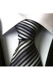 Men Wedding Cocktail Necktie At Work Black White Colors Tie