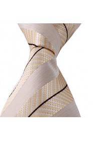 Beige Black Yellow Jacquard Necktie Men Business Suit Tie