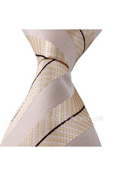 Beige Black Yellow Jacquard Necktie Men Business Suit Tie