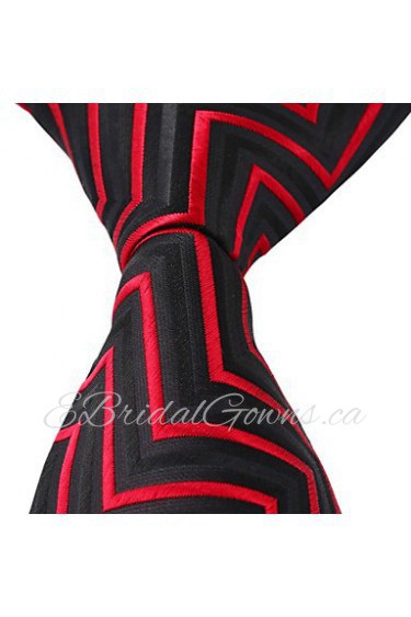 New Black Red Jacquard Silk Men Business Suit Necktie Tie