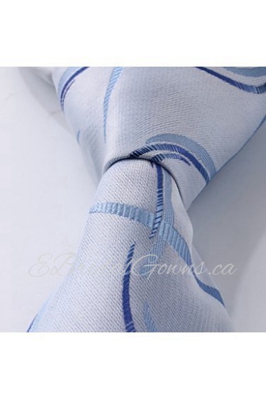 Men Silver Blue Jacquard Silk Business Suit Leisure Necktie