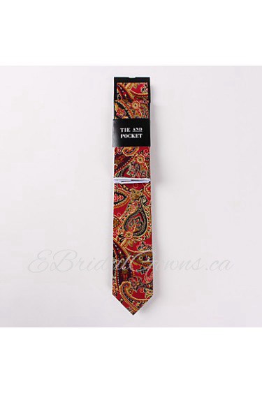 Fashion Men Casual Floral Skinny Necktie Kerchief Set(Width:6.5cm)