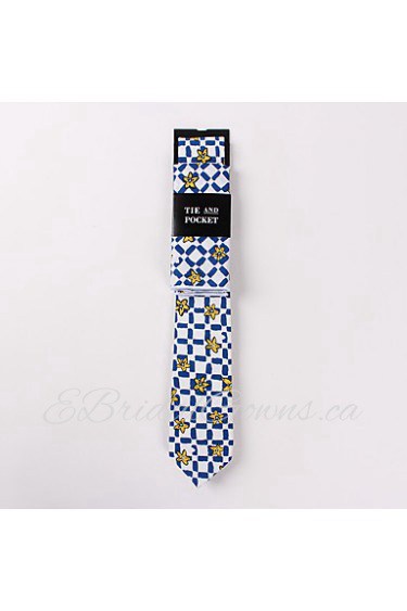 Fashion Men Casual Floral Skinny Necktie Kerchief Set(Width:6.5cm)