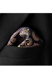 UH10 Paisley Black Gold Pocket Square Mens Ties Silk Hankies