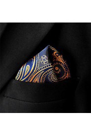 UH10 Paisley Black Gold Pocket Square Mens Ties Silk Hankies