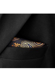 UH10 Paisley Black Gold Pocket Square Mens Ties Silk Hankies