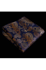 UH10 Paisley Black Gold Pocket Square Mens Ties Silk Hankies