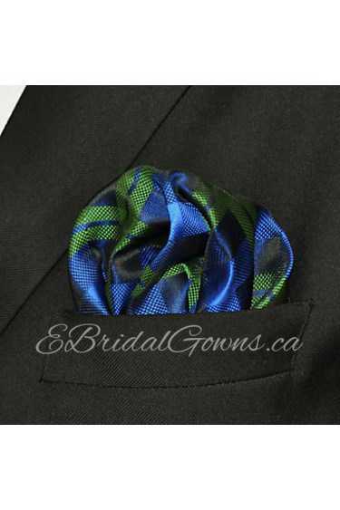 UH19 Pocket Square Checkes Green Blue Hankies Hanky Fashion Plaids