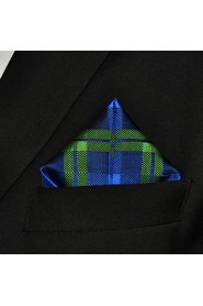 UH19 Pocket Square Checkes Green Blue Hankies Hanky Fashion Plaids