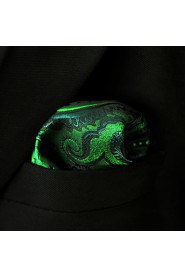 UH30 Paisley Green Black Pocket Square Mens Hankies Hanky