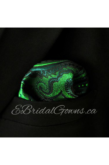 UH30 Paisley Green Black Pocket Square Mens Hankies Hanky