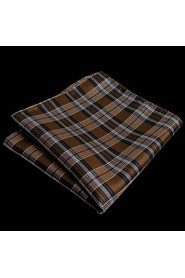 UH22 Pocket Square Plaids Brown Blue Mens Hanky Hankies Handkerchief