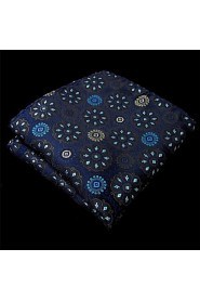 Men's Pocket Square Navy Blue Floral 100% Silk Business