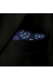 Men's Pocket Square Navy Blue Floral 100% Silk Business