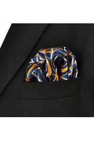 Men's Ripple Navy Blue Hanky 100% Silk Business Fashion Pocket Square