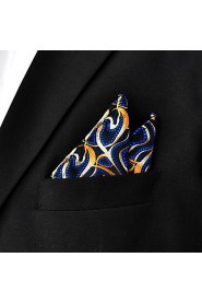 Men's Ripple Navy Blue Hanky 100% Silk Business Fashion Pocket Square