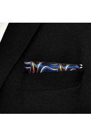 Men's Ripple Navy Blue Hanky 100% Silk Business Fashion Pocket Square