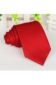 Red Oblique Striped Tie Polyester Silk Jacquard Necktie