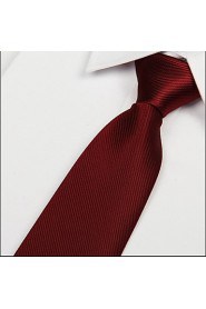 Wine Red Men Twill Tie Jacquard Arrow Polyester Silk Necktie