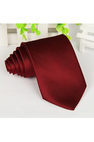 Wine Red Men Twill Tie Jacquard Arrow Polyester Silk Necktie