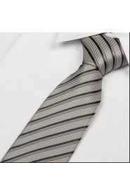 Silver Black Striped Men Occupational Jacquard Tie Necktie