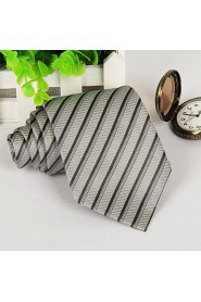 Silver Black Striped Men Occupational Jacquard Tie Necktie