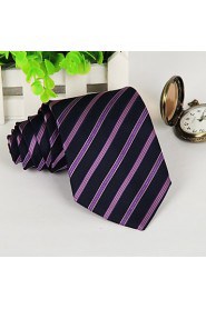 Striped Black Pink Purple Men Occupational Tie Necktie