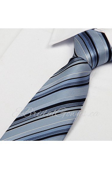 Black White Blue Striped Men Business Occupational Tie Necktie