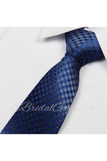 Blue Rhombic Pattern Polyester Yarn Arrow Type Tie Necktie