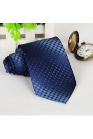 Blue Rhombic Pattern Polyester Yarn Arrow Type Tie Necktie