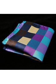 Men's Casual Multicolor Check Pattern Silk Pocket Square